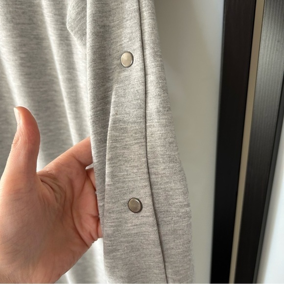 [S] Kyodan Women’s Cozy Fall Light Grey Rip Snap Button Long Sleeve Midi Dress - Picture 8 of 11